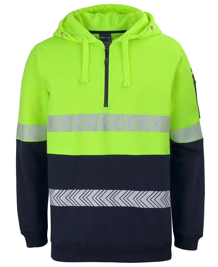 JB's HV (D+N) 1/2 ZIP SEGMENTED TAPE HOODIE - Lime/Navy