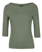 LADIES 3/4 SLEEVE BOAT NECK TEE - SAGE