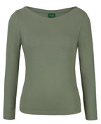 LADIES L/S BOAT NECK TEE - SAGE