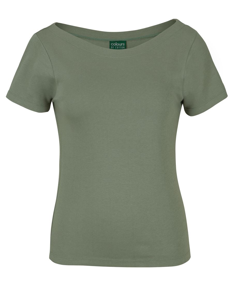 LADIES S/S BOAT NECK TEE - SAGE