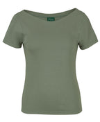 LADIES S/S BOAT NECK TEE - SAGE