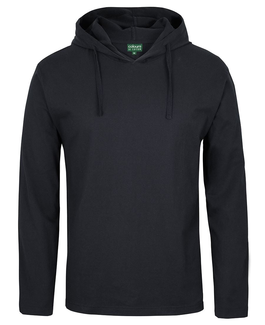 L/S HOODED TEE - BLACK