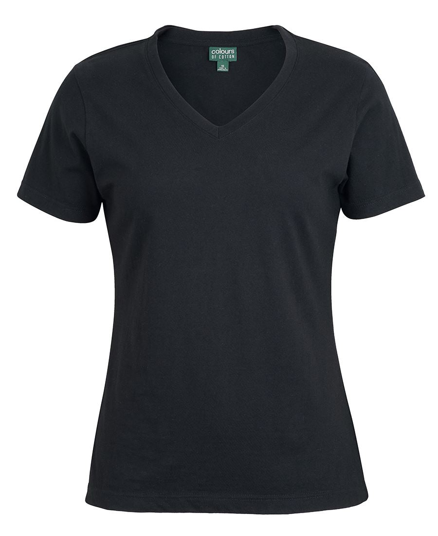 LADIES V NECK TEE - BLACK