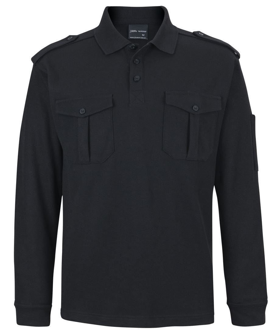 L/S 250 EPAULETTE POLO - BLACK