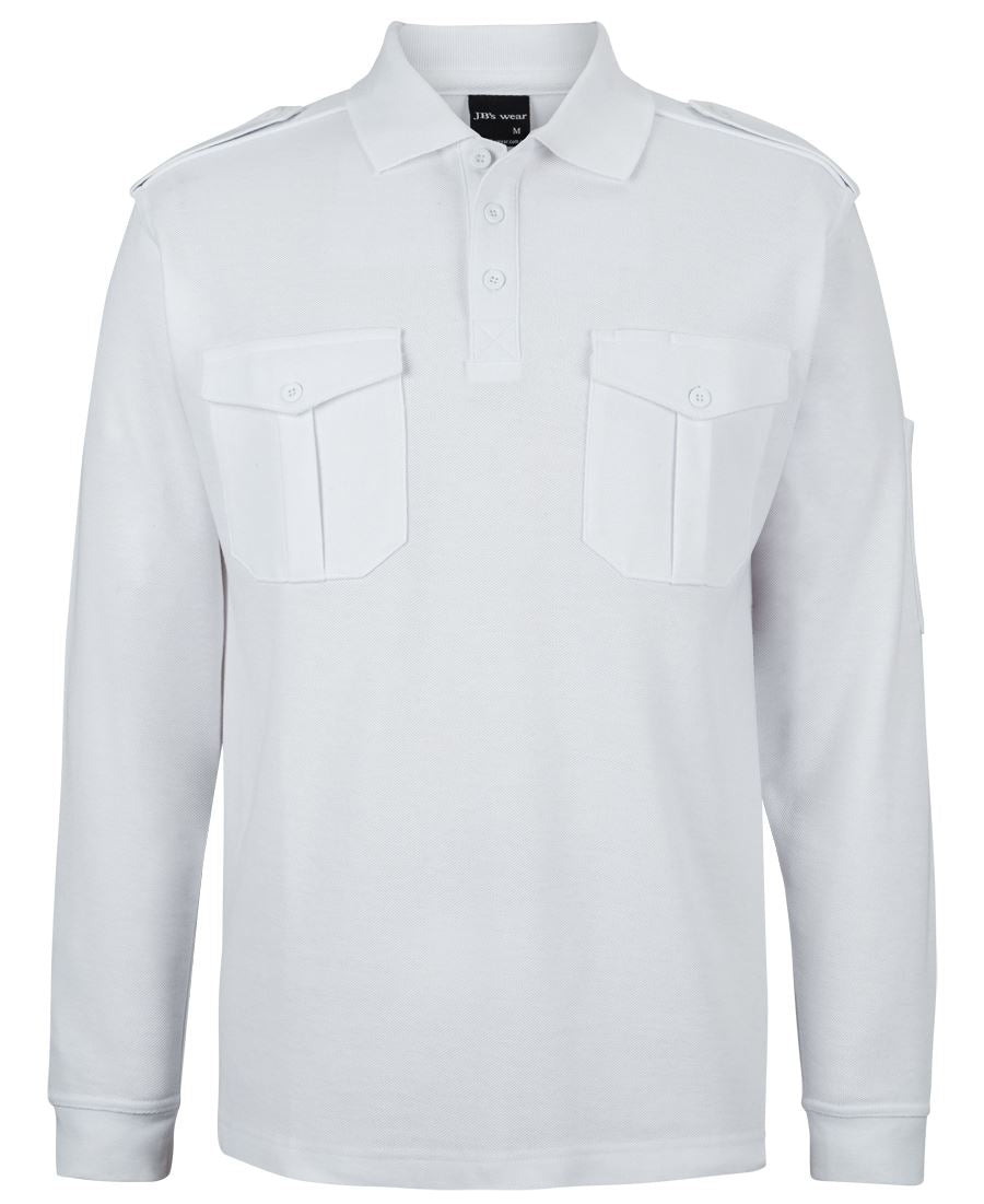 L/S 250 EPAULETTE POLO - WHITE