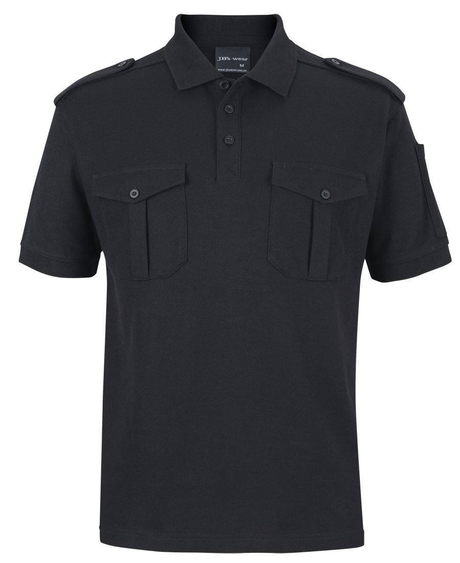 S/S 250 EPAULETTE POLO - BLACK