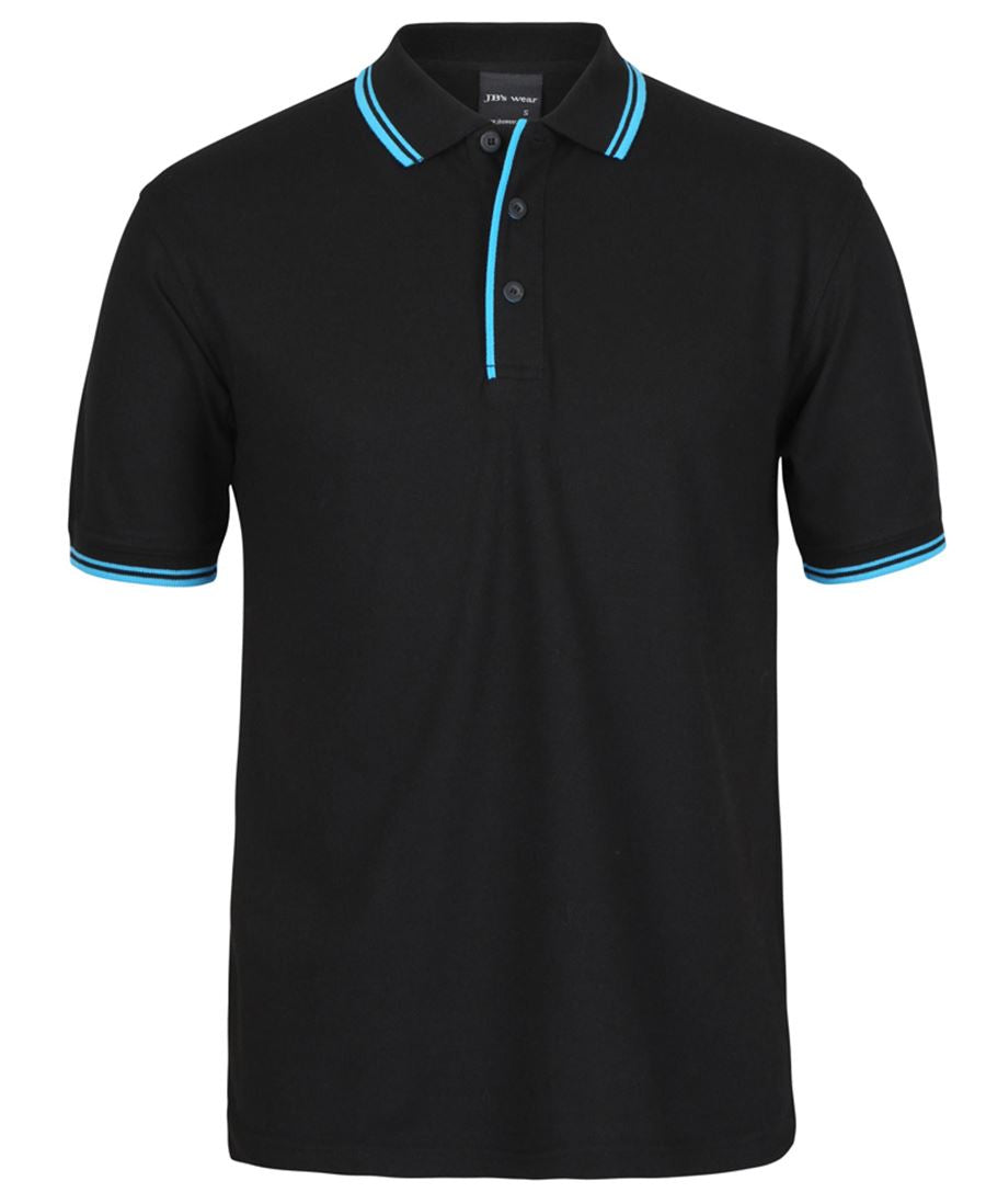 CONTRAST POLO - BLACK/AQUA