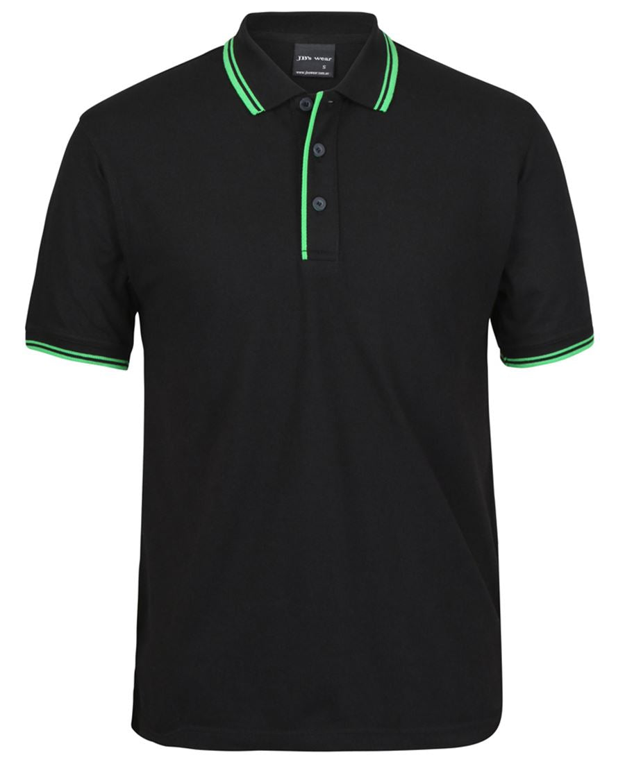 CONTRAST POLO BLACK/PEA - GREEN