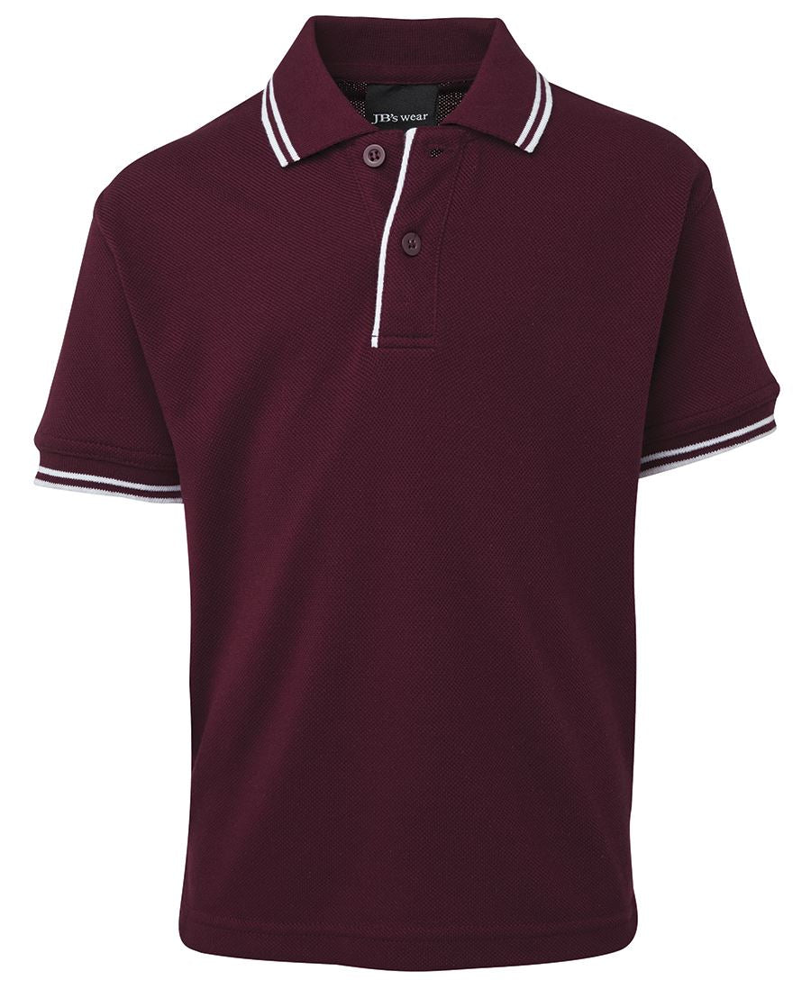 KIDS CONTRAST POLO - MAROON/WHITE