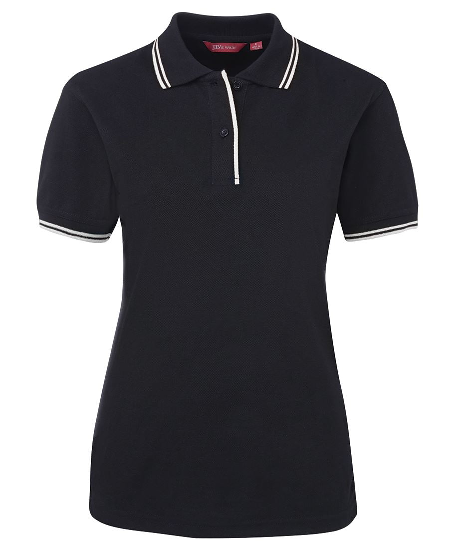 LADIES CONTRAST POLO - NAVY/WHITE