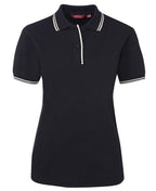 LADIES CONTRAST POLO - NAVY/WHITE