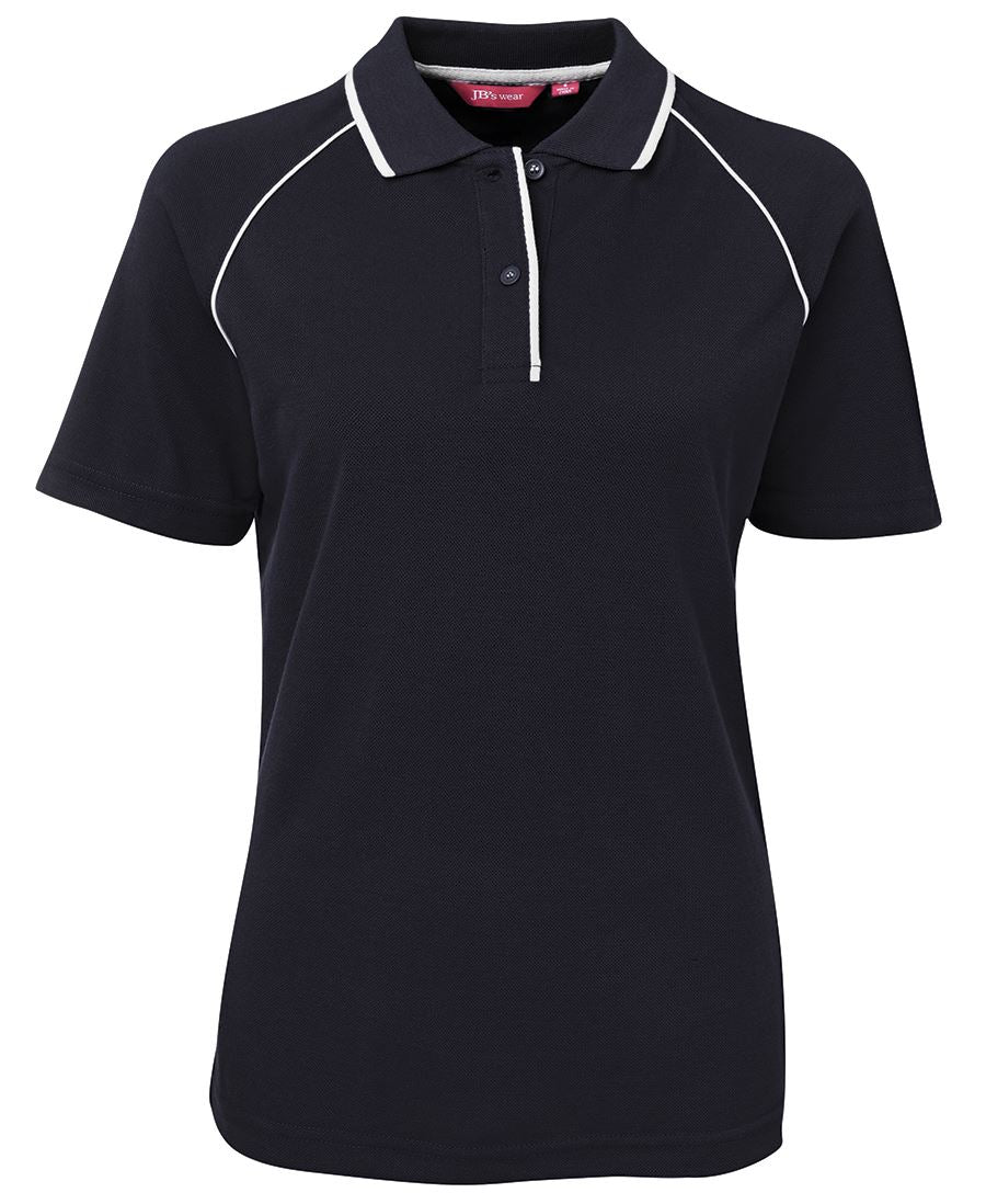 LADIES RAGLAN POLO - NAVY/WHITE