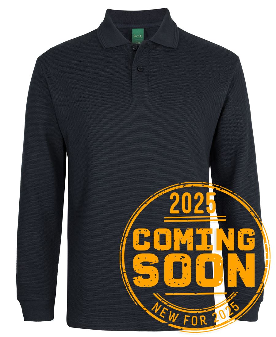 L/S 320G POPCORN COTTON POLO - BLACK