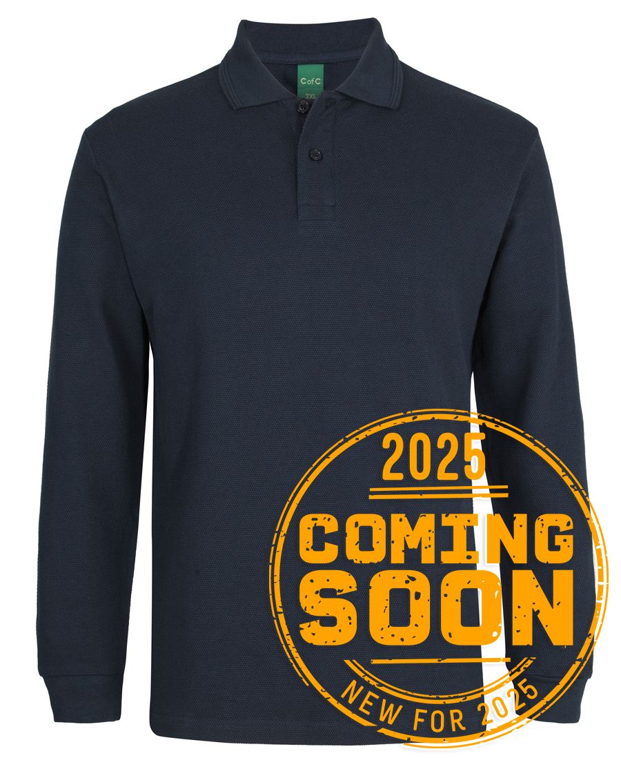 L/S 320G POPCORN COTTON POLO - NAVY