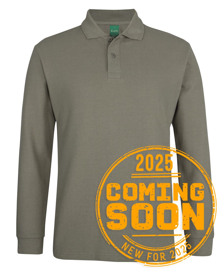 L/S 320G POPCORN COTTON POLO - SLATE