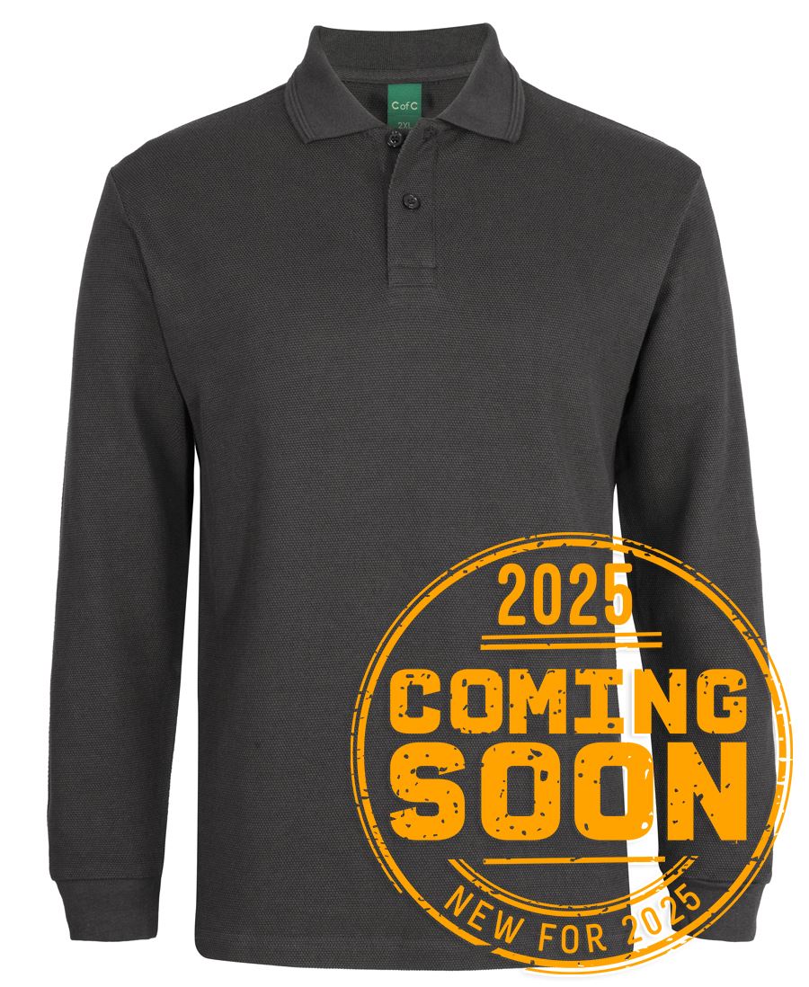 L/S 320G POPCORN COTTON POLO - GUNMETAL