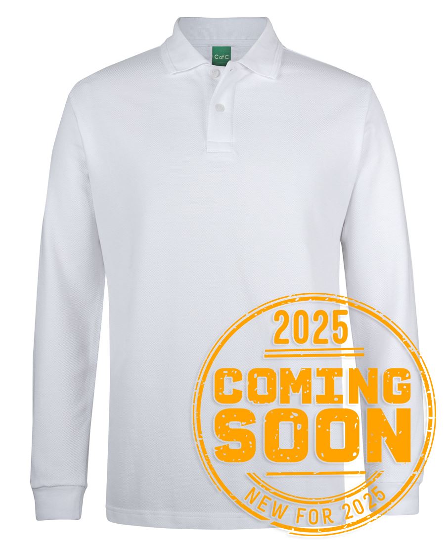 L/S 320G POPCORN COTTON POLO - WHITE