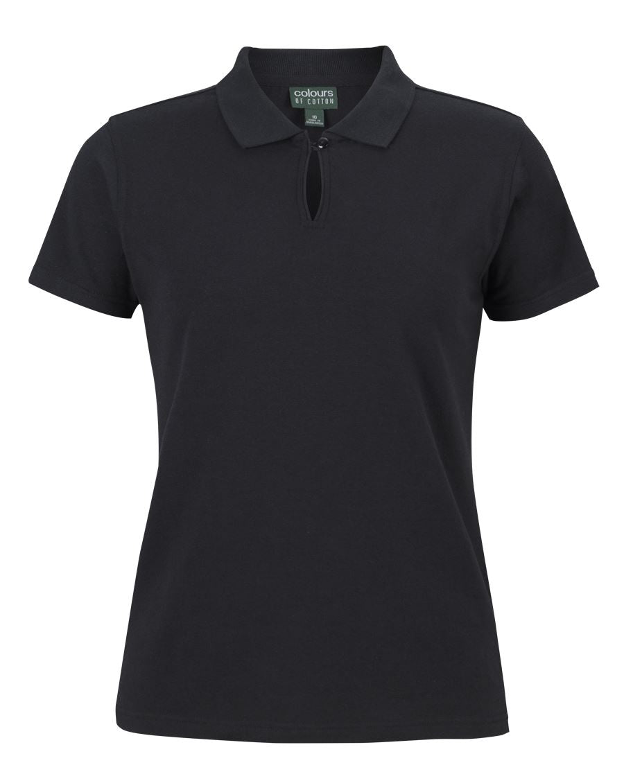 LADIES COTTON S/S STRETCH POLO - BLACK