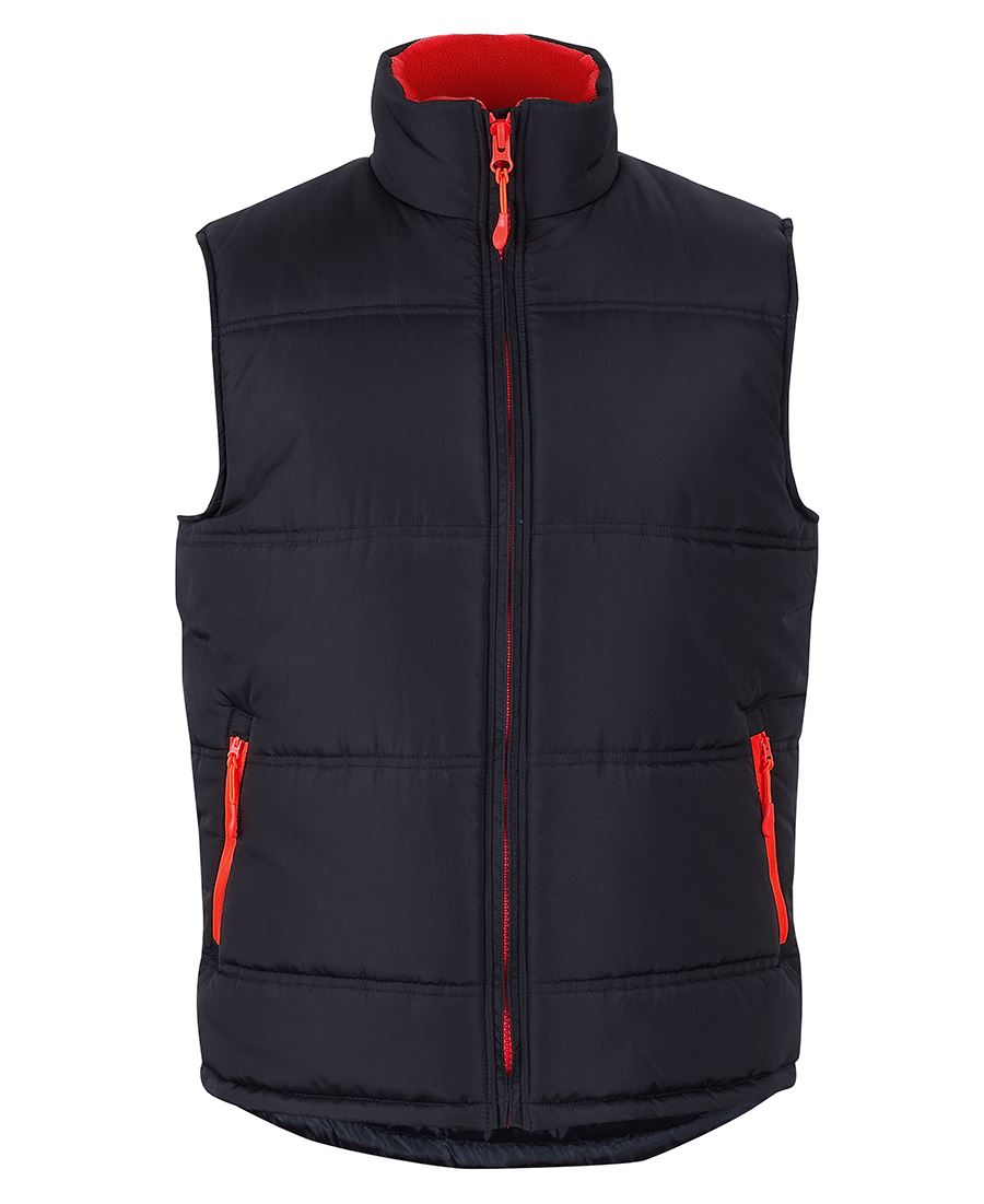 PUFFER CONTRAST VEST - BLACK/RED