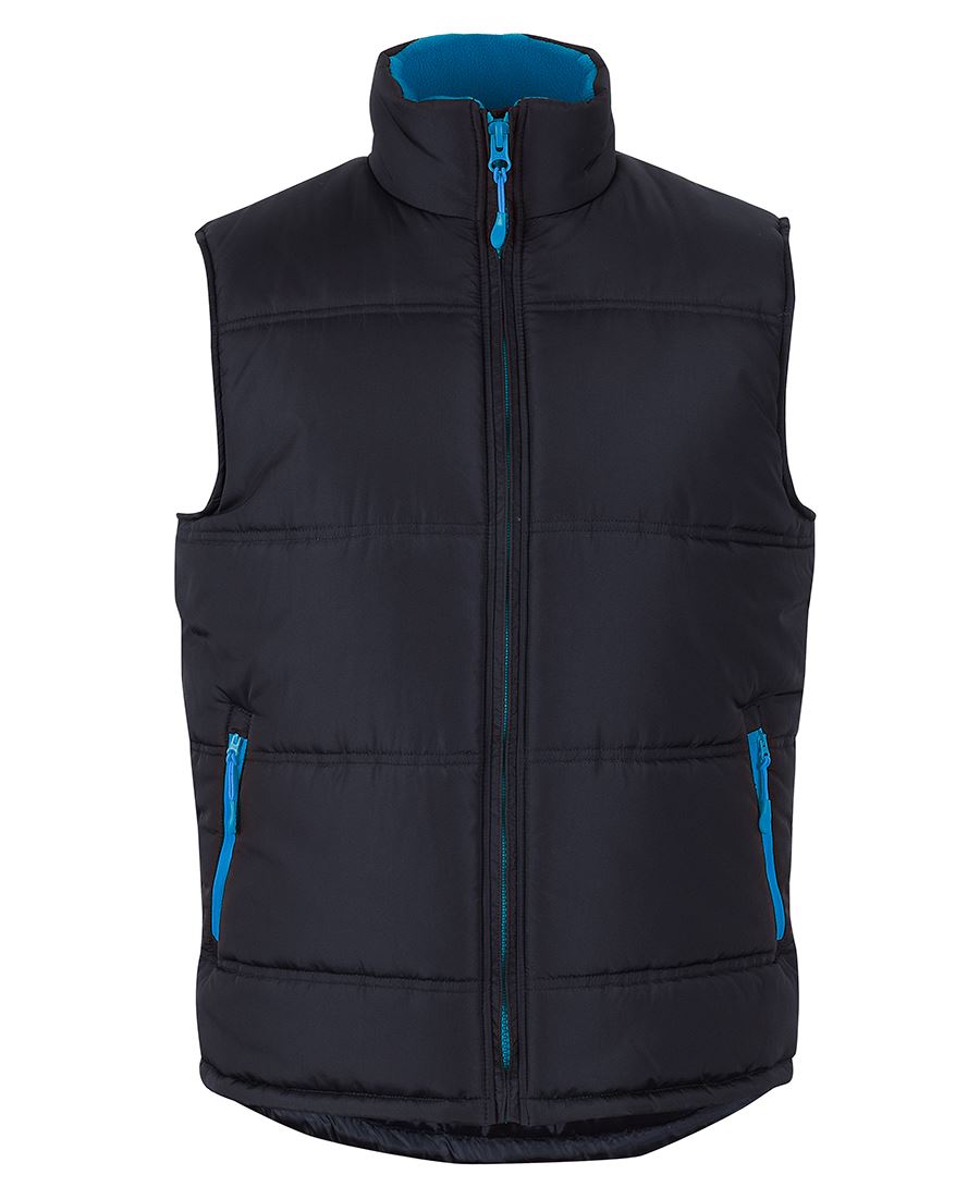 PUFFER CONTRAST VEST - BLACK/AQUA