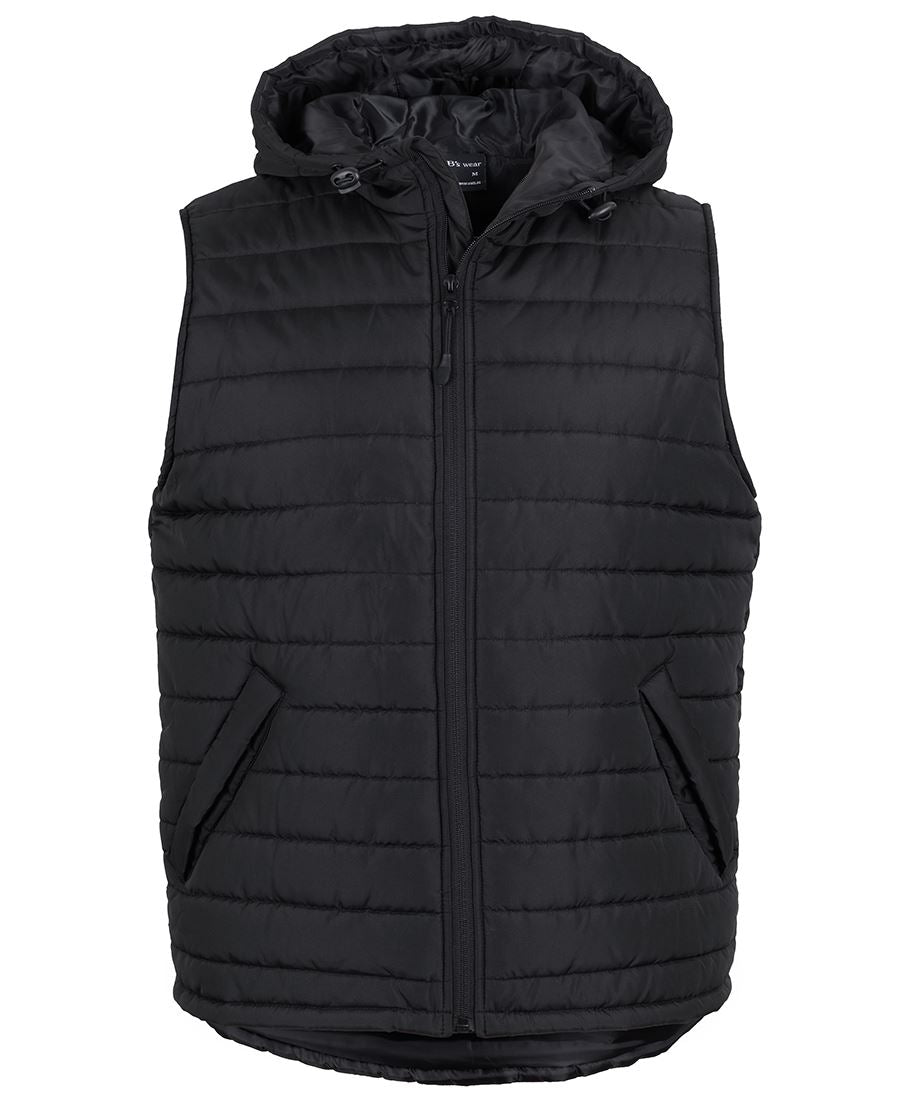 HOODED PUFFER VEST - BLACK