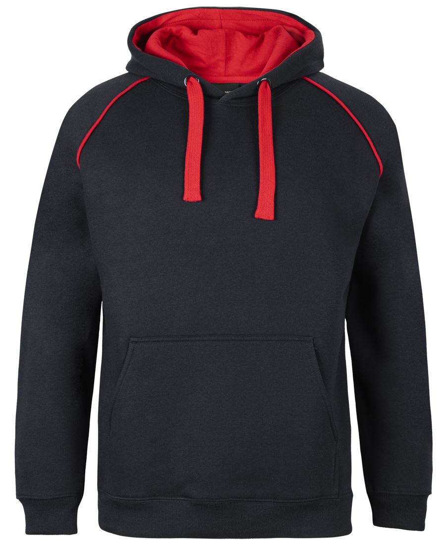 CONTRAST FLEECY HOODIE - BLACK/RED