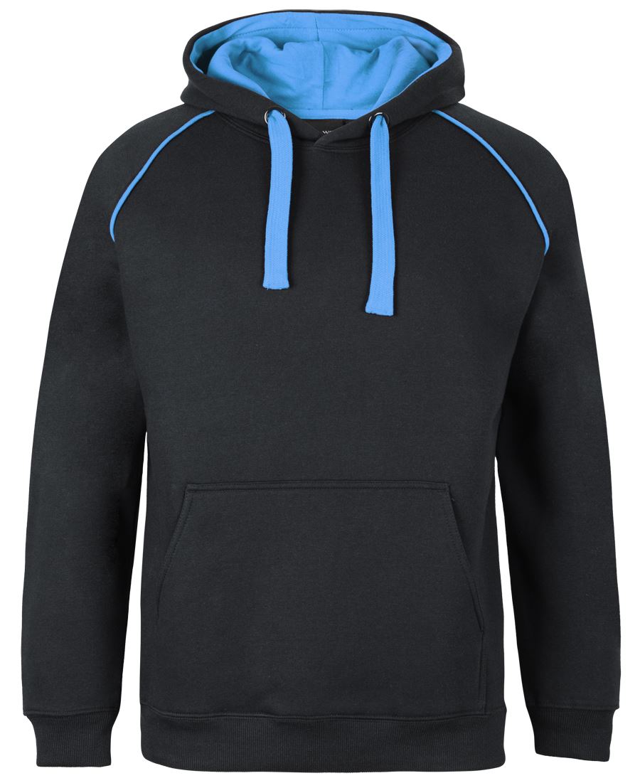 CONTRAST FLEECY HOODIE - BLACK/AQUA