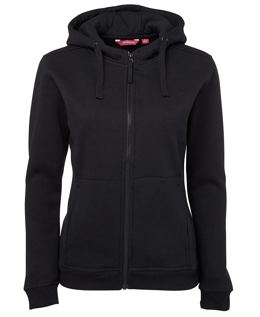 LADIES FULL ZIP FLEECY HOODIE - BLACK