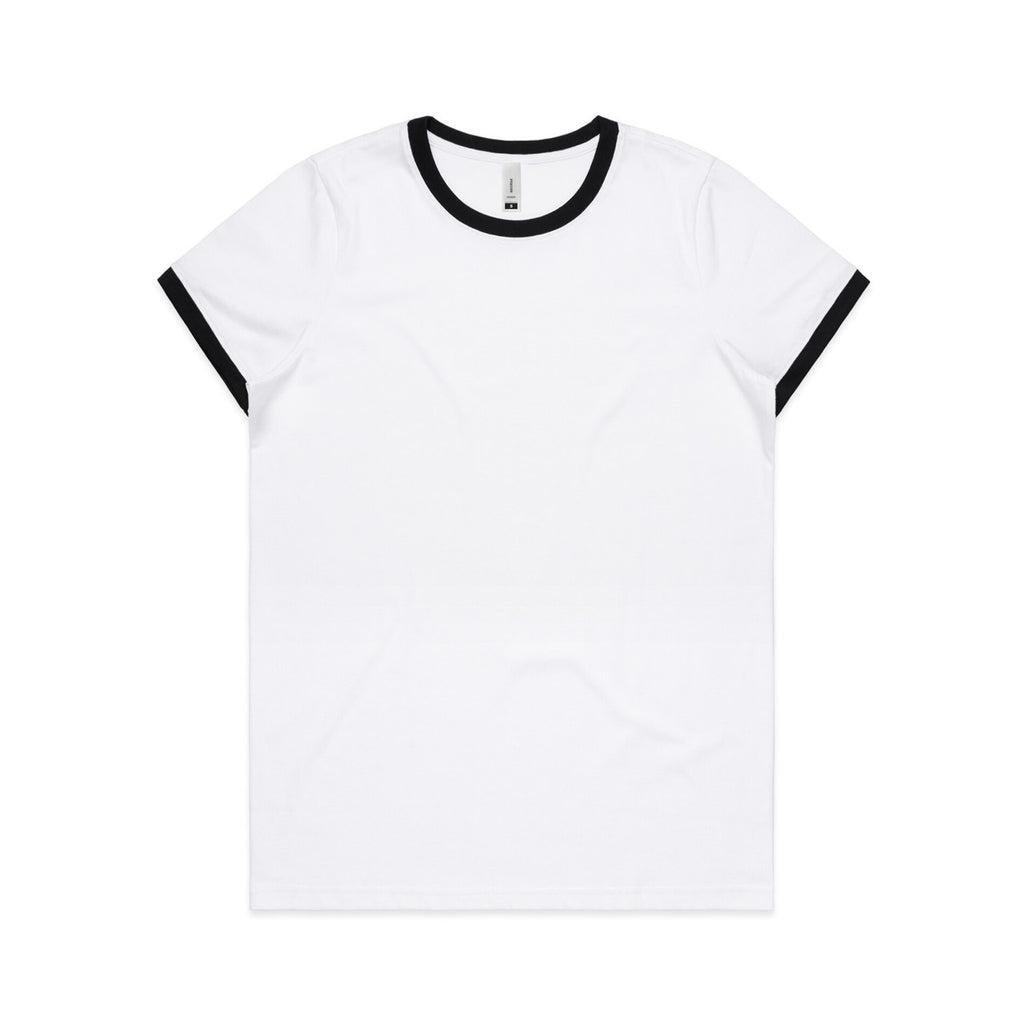 AS Colour Wo's Maple Ringer Tee - White/Black - XL