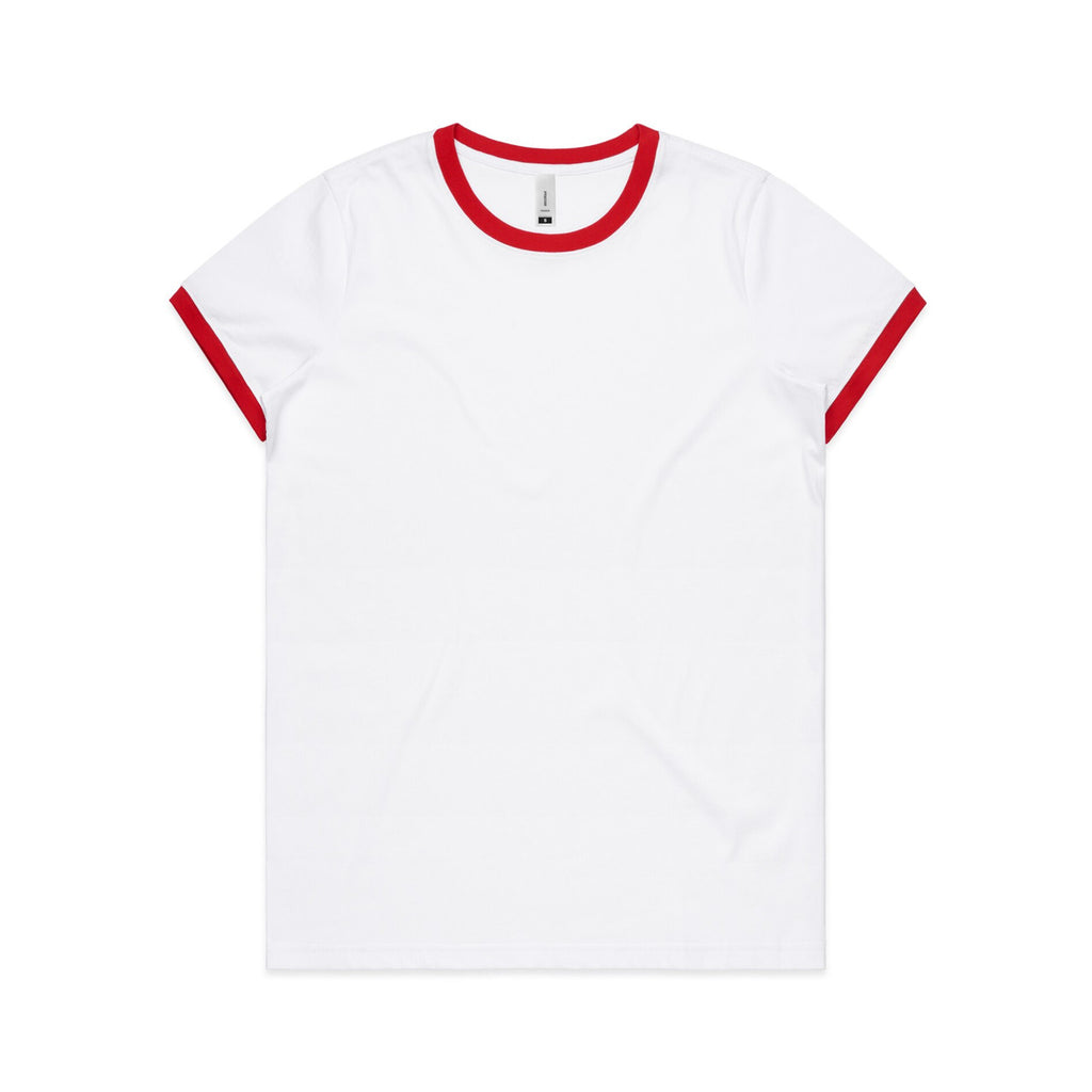 AS Colour Wo's Maple Ringer Tee - White/Red - XL