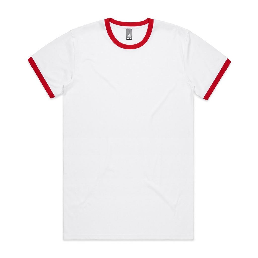 AS Colour Staple Ringer Tee - White/Red - 3XL