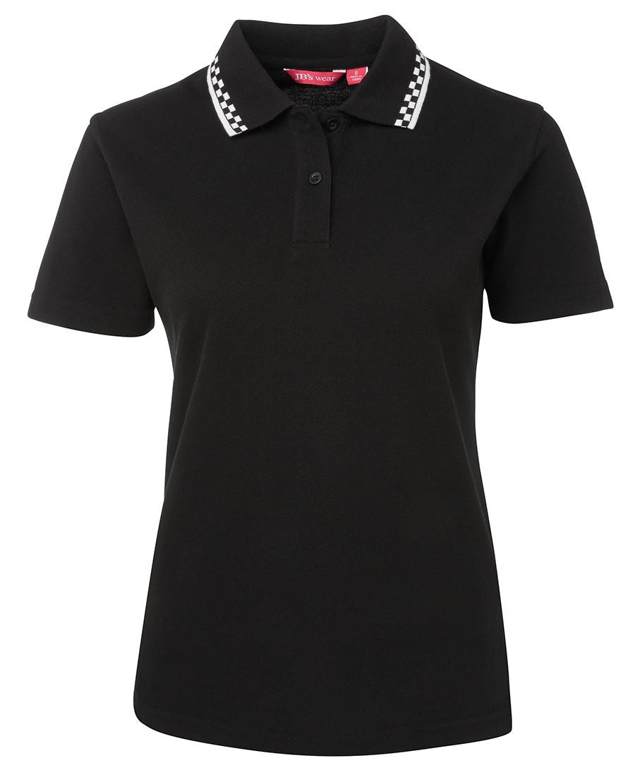 LADIES CHEF POLO - BLACK/WHITE