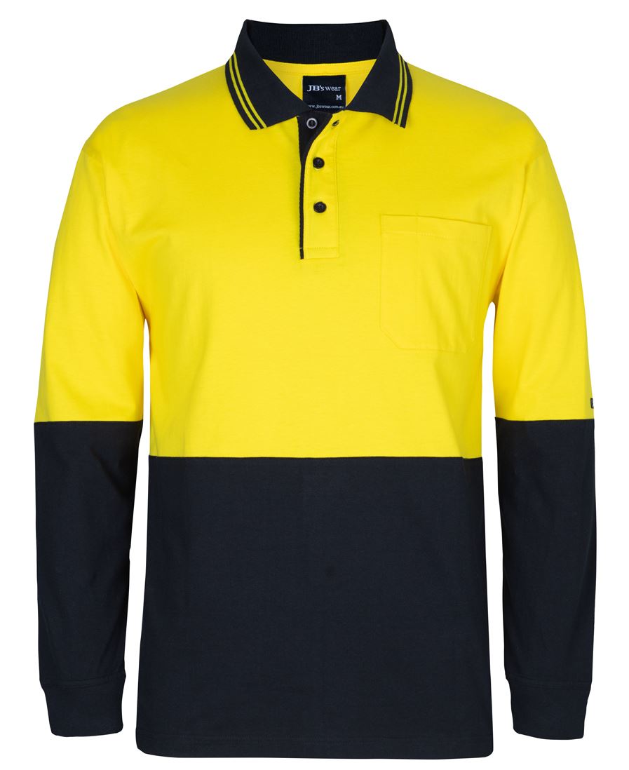 JB's HV L/S COTTON POLO - Yellow/Black