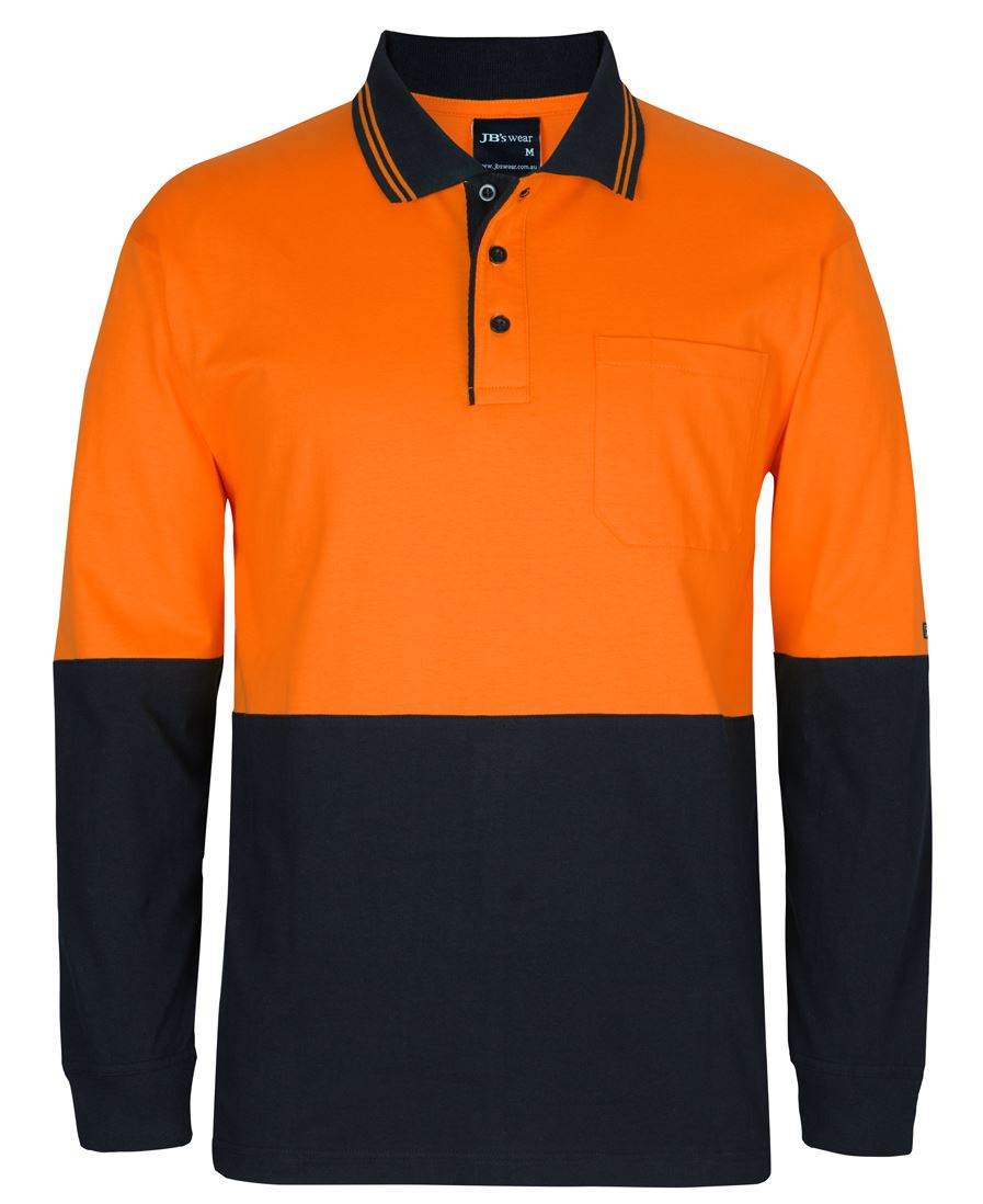 JB's HV L/S COTTON POLO - Orange/Black