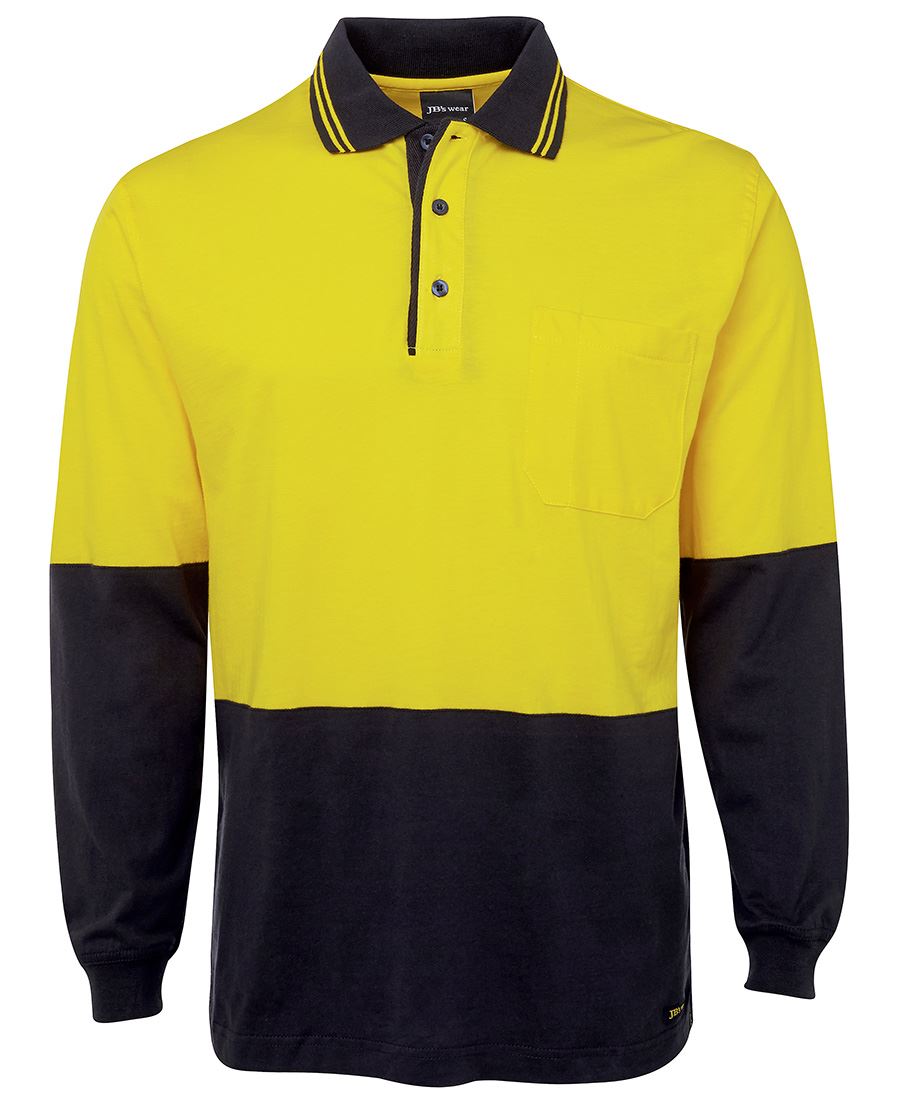 JB's HV L/S COTTON POLO - Yellow/Navy
