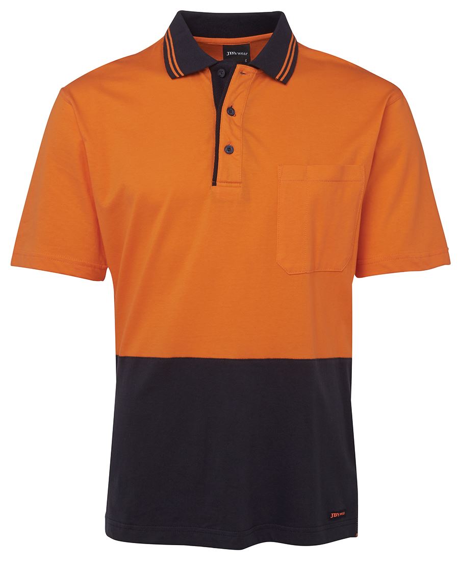 JB's HV S/S COTTON POLO - Orange/Navy
