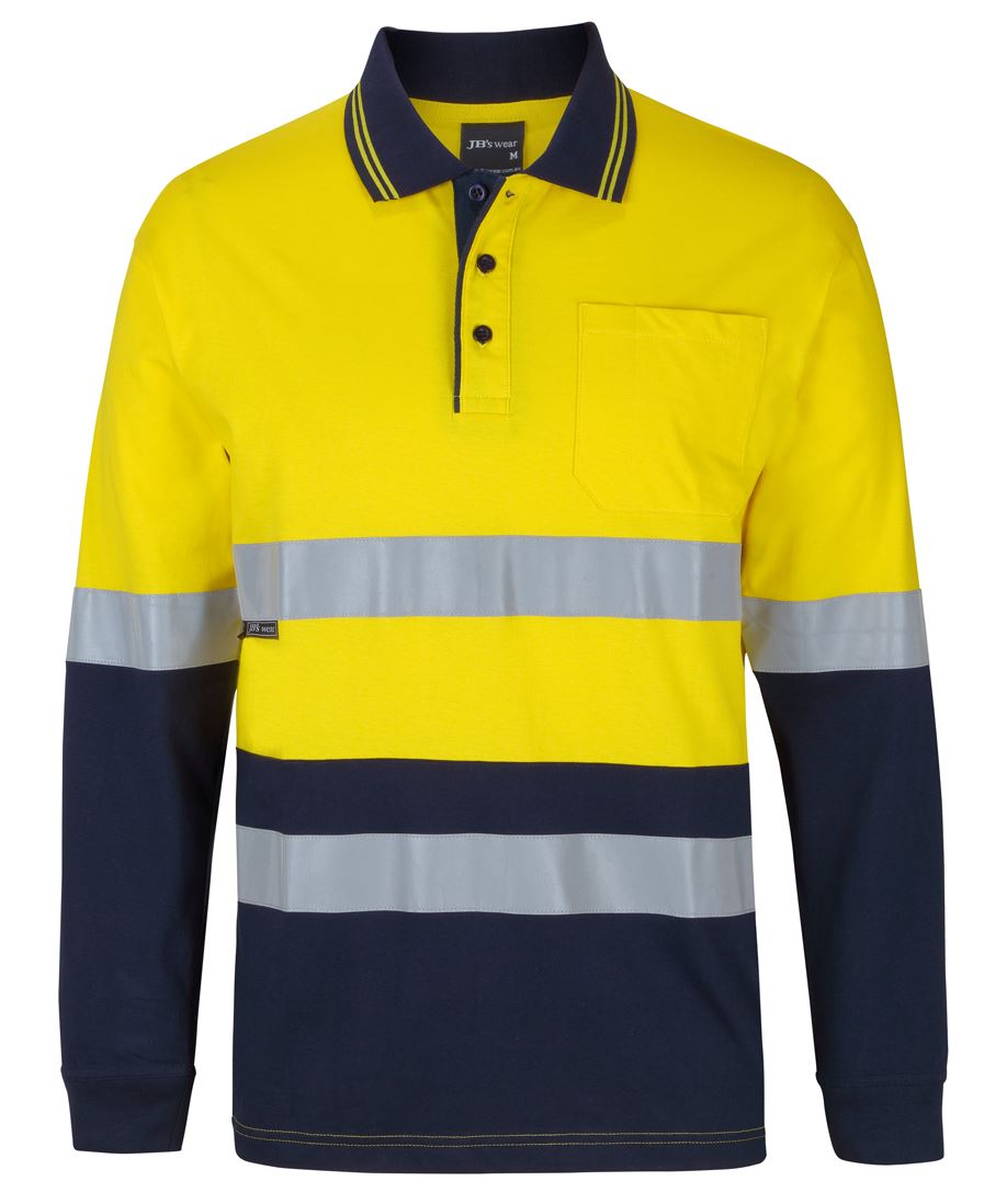 JB's HV (D+N) L/S COTTON POLO - Yellow/Navy