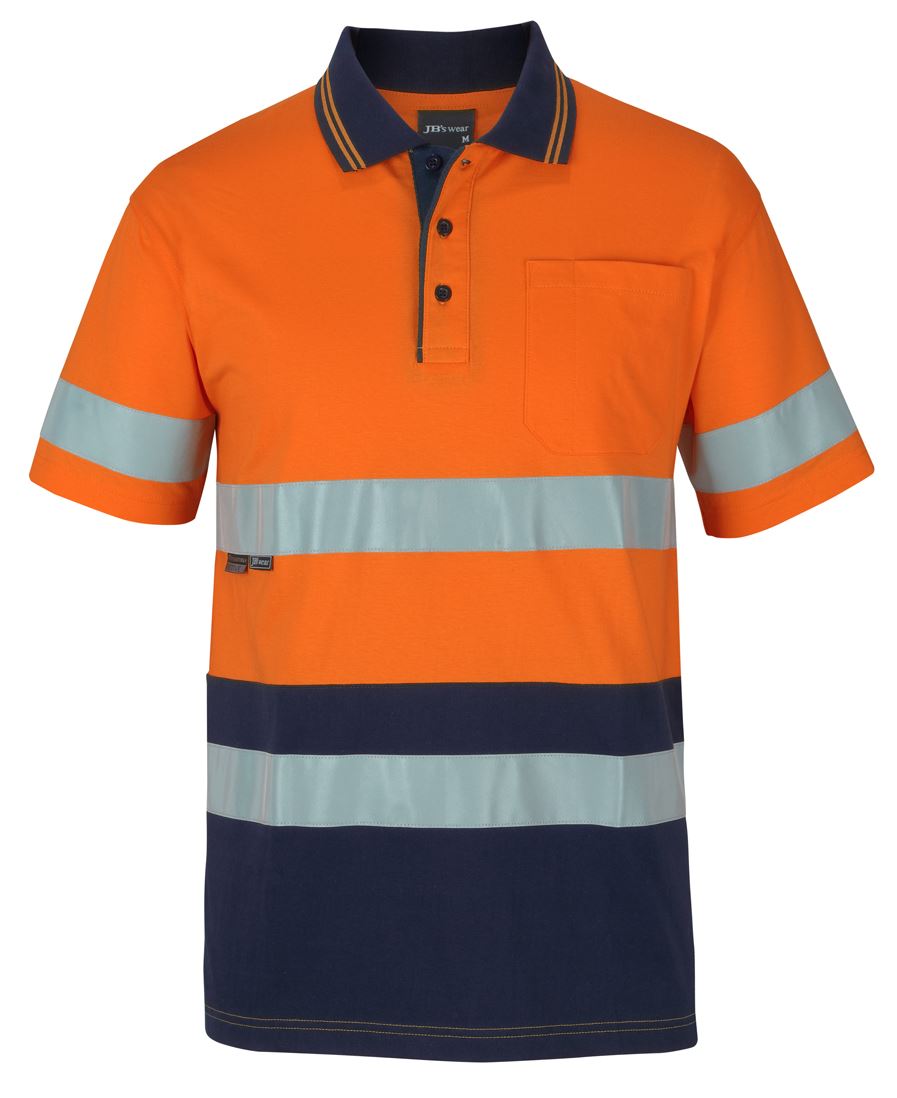 JB's HV (D+N) S/S COTTON POLO - Orange/Navy
