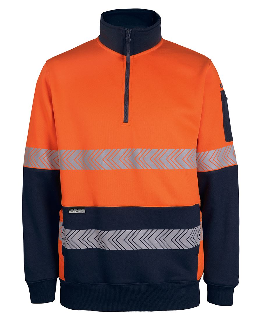 JB's HV 330G 1/2 ZIP SEGMENTED TAPE FLEECE - Orange/Navy