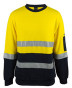 JB's HV 310 (D+N) COTTON CREW NECK FLEECE - Yellow/Navy
