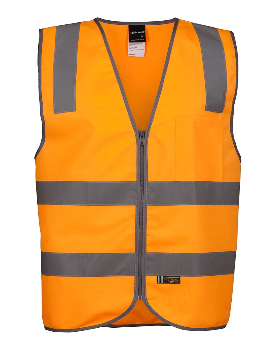 VIC RAIL (D+N) ZIP SAFETY VEST - ORANGE