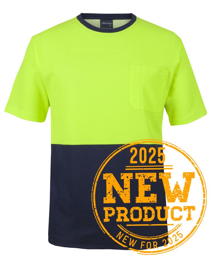JB's HV COTTON BACK TEE - Lime/Navy