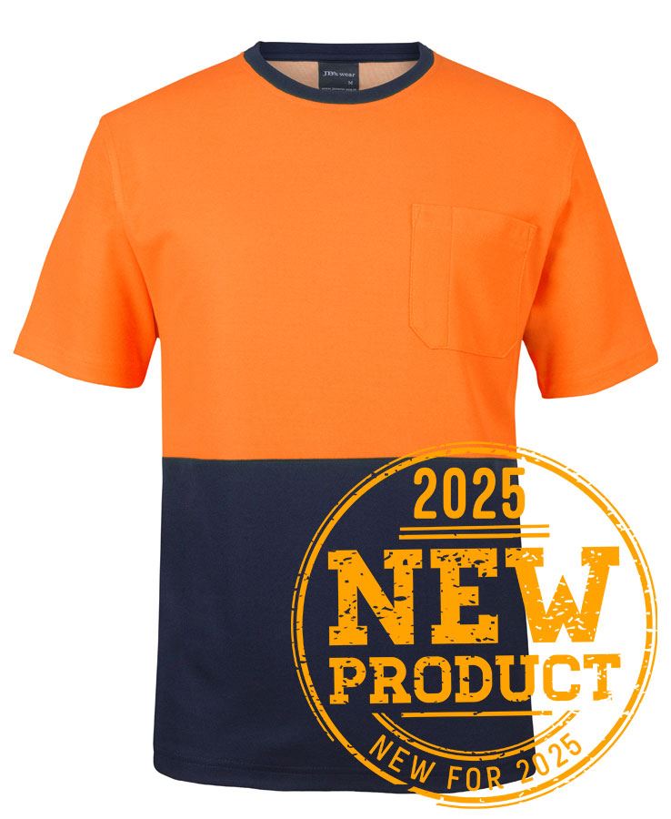JB's HV COTTON BACK TEE - Orange/Navy