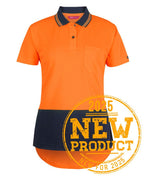 JB's LADIES HV S/S DROP TAIL POLO - Orange/Navy