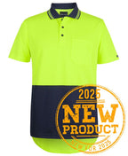 JB's HV S/S DROP TAIL POLO - Lime/Navy