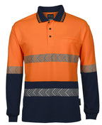 JB's HV L/S SEGMENTED TAPE POLO - Orange/Navy
