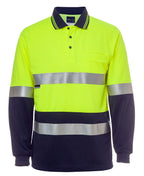 JB's HV L/S (D+N) COTTON BACK POLO - Lime/Navy