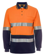 JB's HV L/S (D+N) COTTON BACK POLO - Orange/Navy