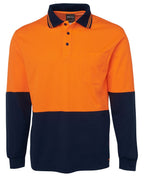 JB's HV L/S COTTON BACK POLO - Orange/Navy