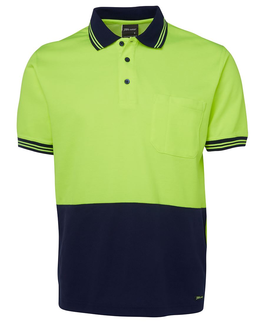 JB's HV S/S COTTON BACK POLO - Lime/Navy